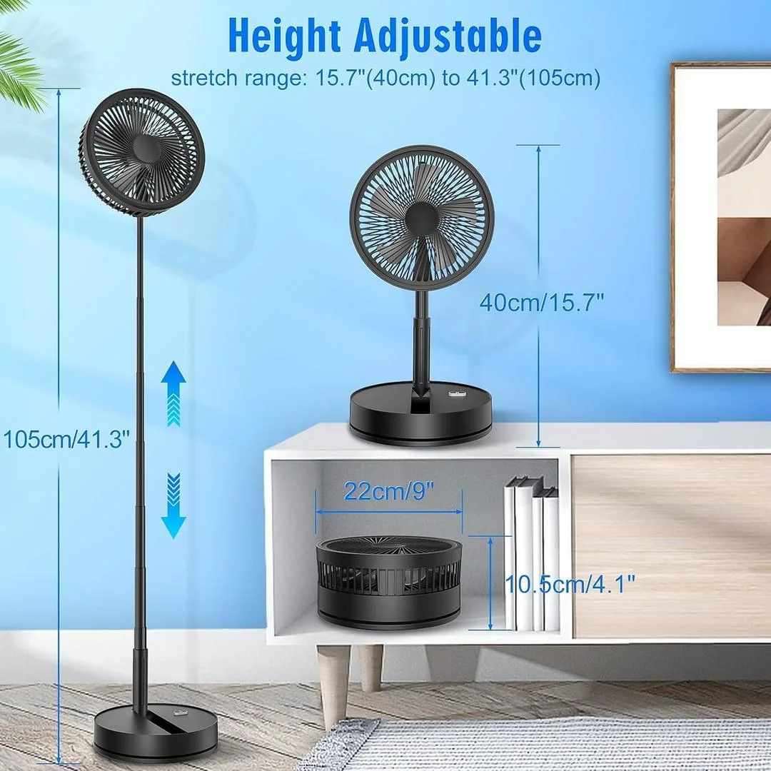 Rechargeable Foldable Standing Fans with Remote Control & 7200mAh Battery