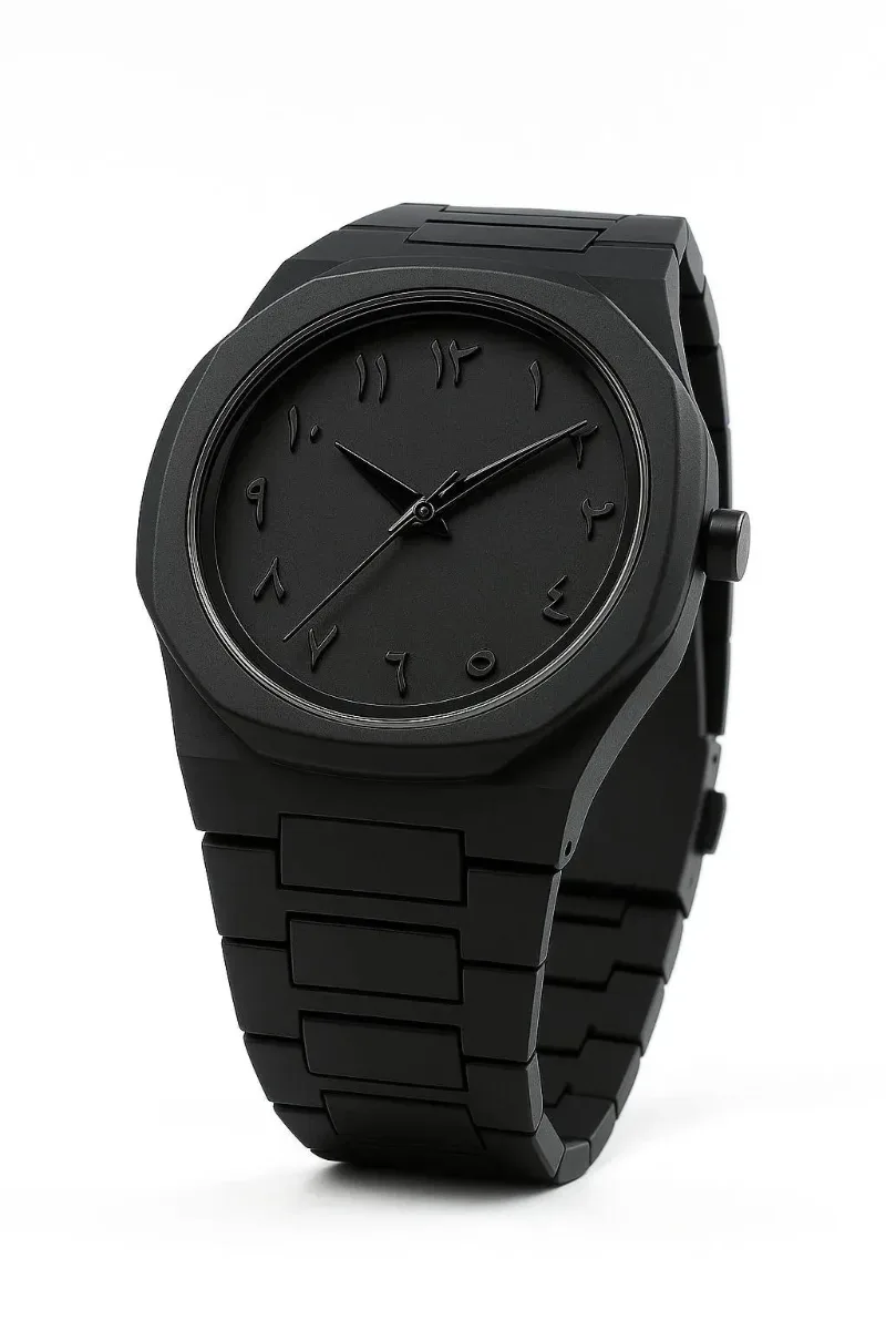 Black Arabic Aura Carbon Fiber Watch for Men